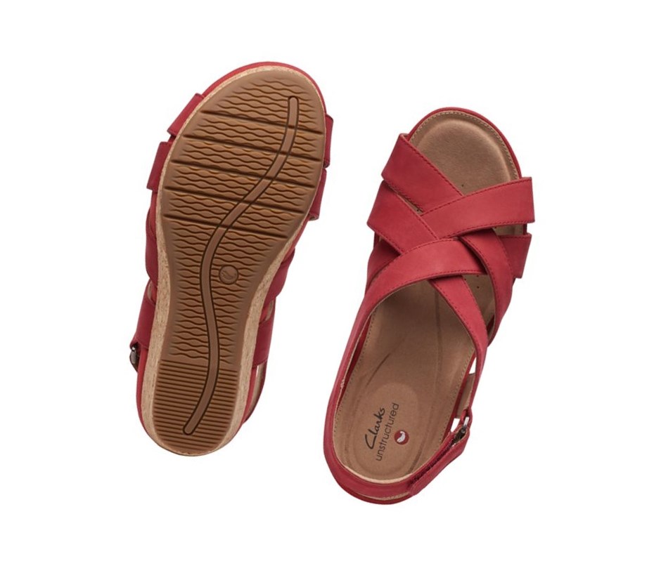 Sandalias Cuña Clarks Un Capri Step Nubuck Gamuza Mujer Rojas | LXOW-83946