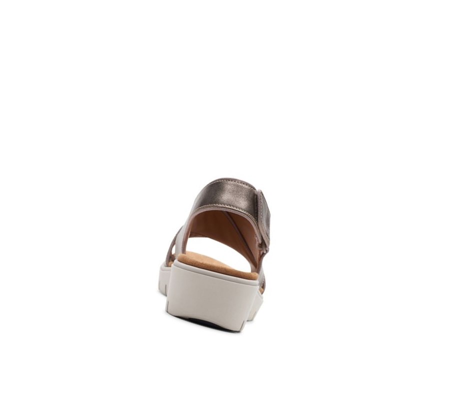 Sandalias Cuña Clarks Un Karely Sun Cuero Mujer Doradas Metal | OLKP-96287