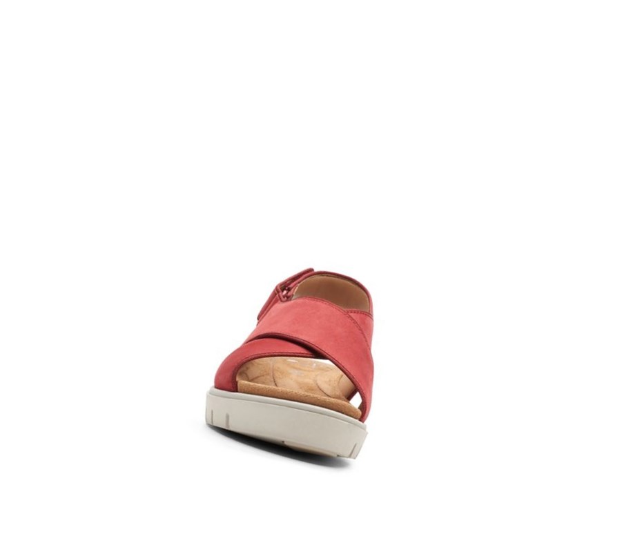 Sandalias Cuña Clarks Un Karely Sun Nubuck Gamuza Mujer Rojas | WNDJ-64389