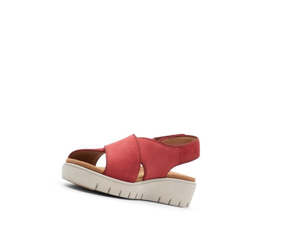 Sandalias Cuña Clarks Un Karely Sun Nubuck Gamuza Mujer Rojas | WNDJ-64389