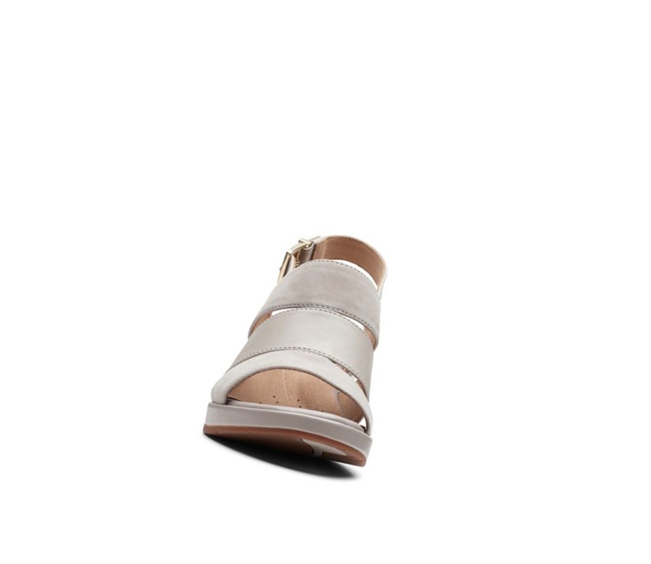 Sandalias Cuña Clarks Un Plaza Go Gamuza Mujer Doradas | COVG-98260