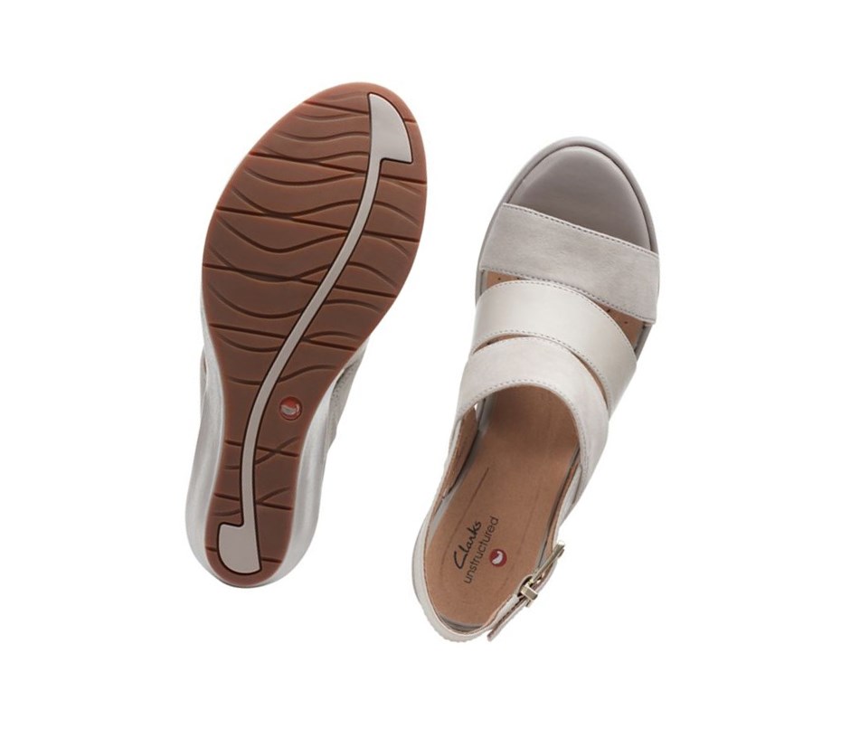 Sandalias Cuña Clarks Un Plaza Go Gamuza Mujer Doradas | COVG-98260