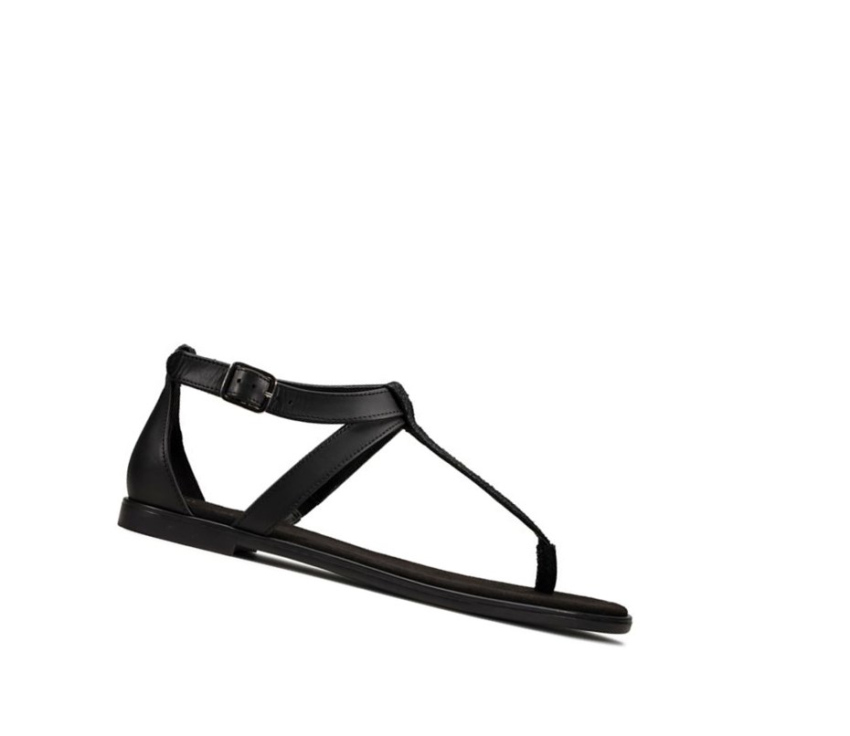 Sandalias Planas Clarks Bay Post Cuero Mujer Negras | JCVN-85012