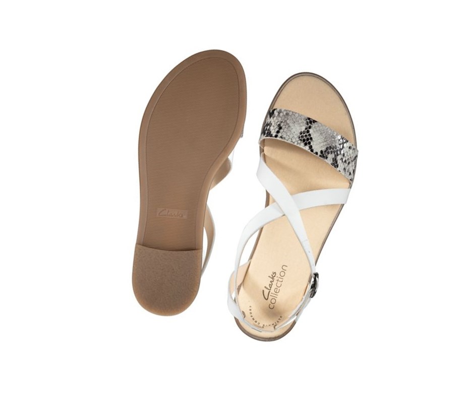 Sandalias Planas Clarks Bay Rosie Cuero Mujer Gris Serpent | XAWS-23085