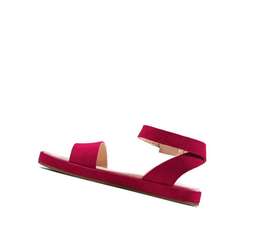 Sandalias Planas Clarks Botanic Ivy Gamuza Mujer Fucsia | HXUI-47921