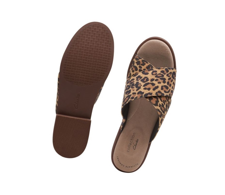 Sandalias Planas Clarks Declan Ivy Print Mujer Leopardo | NDBO-68295