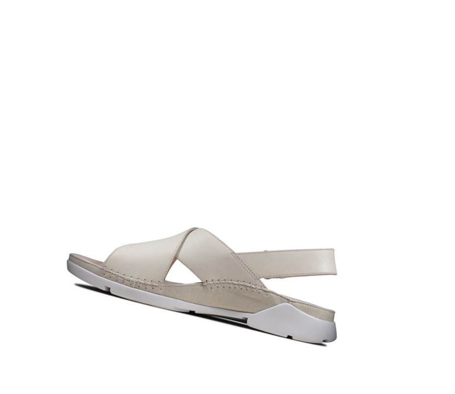 Sandalias Planas Clarks Tri Alexia Cuero Mujer Blancas | OANF-29547