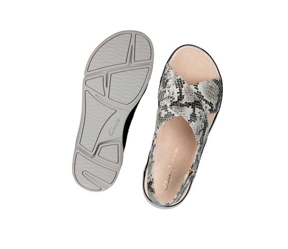 Sandalias Planas Clarks Tri Alexia Gamuza Mujer Gris Serpent | JAEB-52619