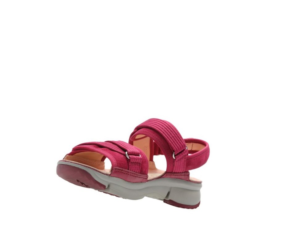 Sandalias Planas Clarks Tri Walk Gamuza Mujer Burdeos | EHIL-80615