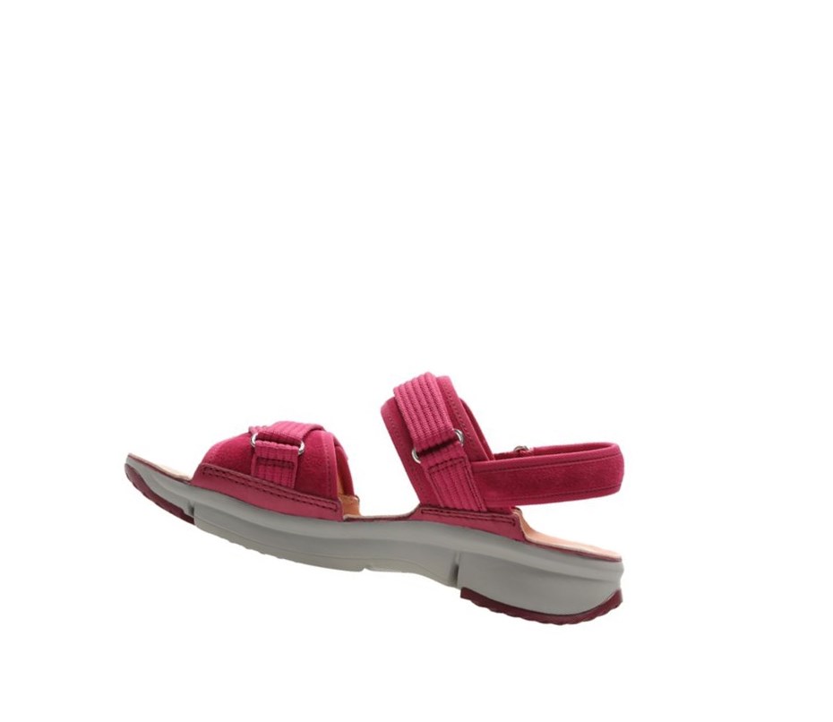 Sandalias Planas Clarks Tri Walk Gamuza Mujer Burdeos | EHIL-80615