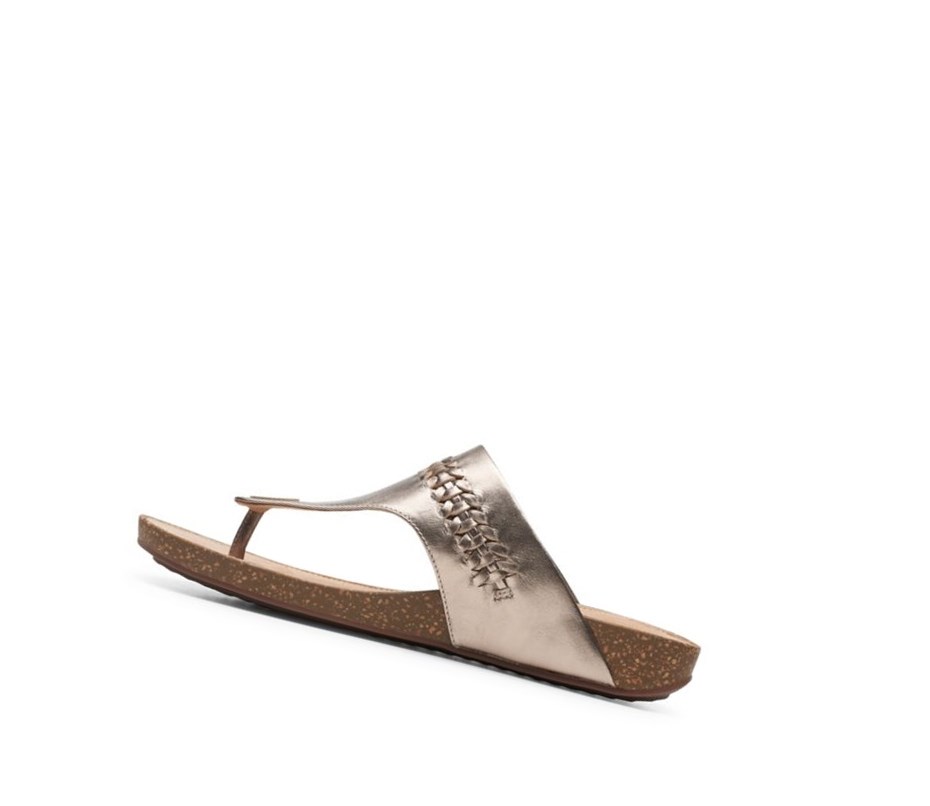 Sandalias Planas Clarks Un Perri Vibe Textil Mujer Doradas Metal | LKVF-26745