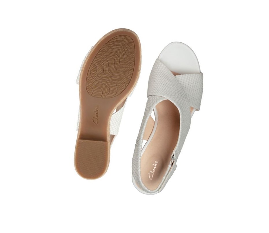 Sandalias Tacones Clarks Maritsa Lara Cuero Mujer Blancas Serpent | BFZA-14389