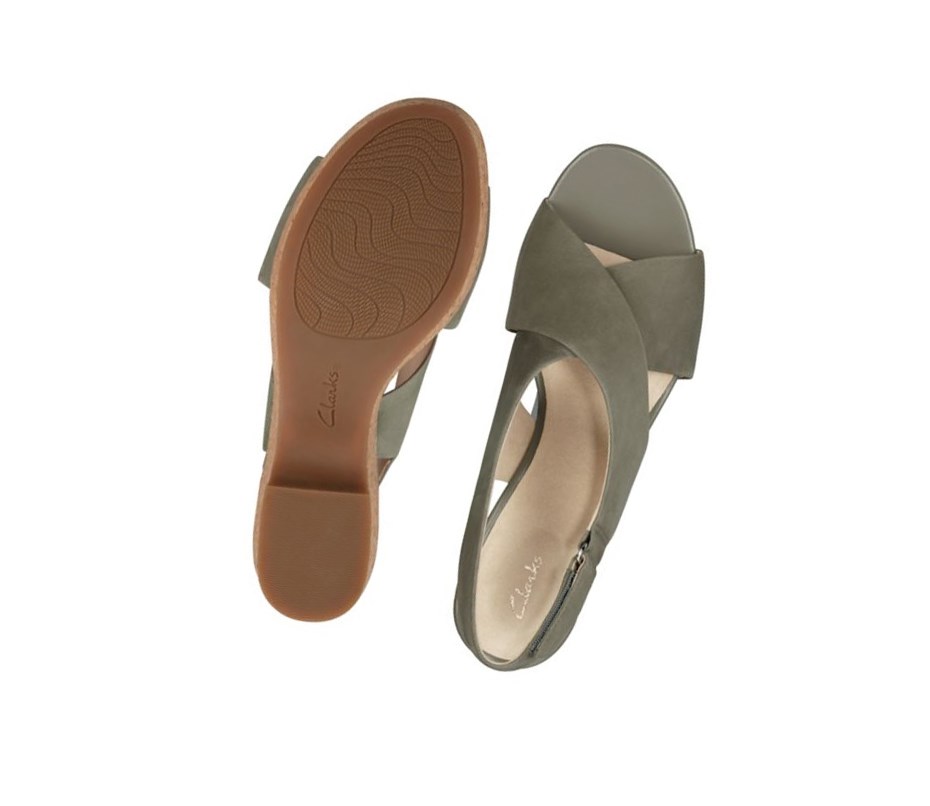 Sandalias Tacones Clarks Maritsa Lara Nubuck Mujer Verde Oliva | ECUX-20619