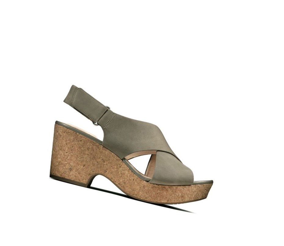 Sandalias Tacones Clarks Maritsa Lara Nubuck Mujer Verde Oliva | ECUX-20619