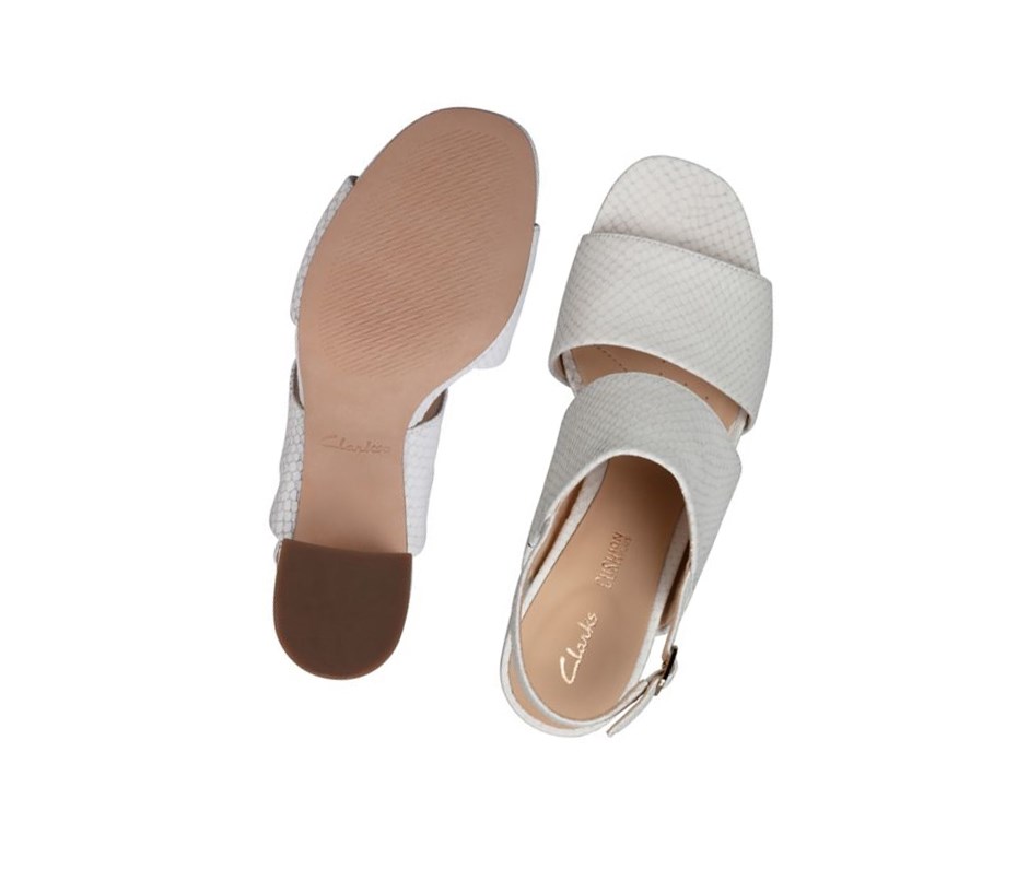 Sandalias Tacones Clarks Sheer 55 Sling Cuero Mujer Blancas Serpent | DYEQ-71534