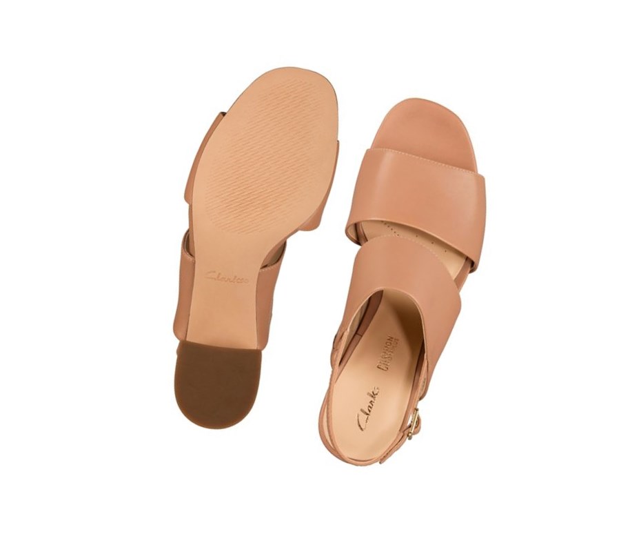 Sandalias Tacones Clarks Sheer 55 Sling Cuero Mujer Arena | VTPB-41786