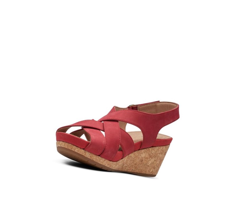 Sandalias Tacones Clarks Un Capri Step Nubuck Gamuza Mujer Rojas | WPHC-35980