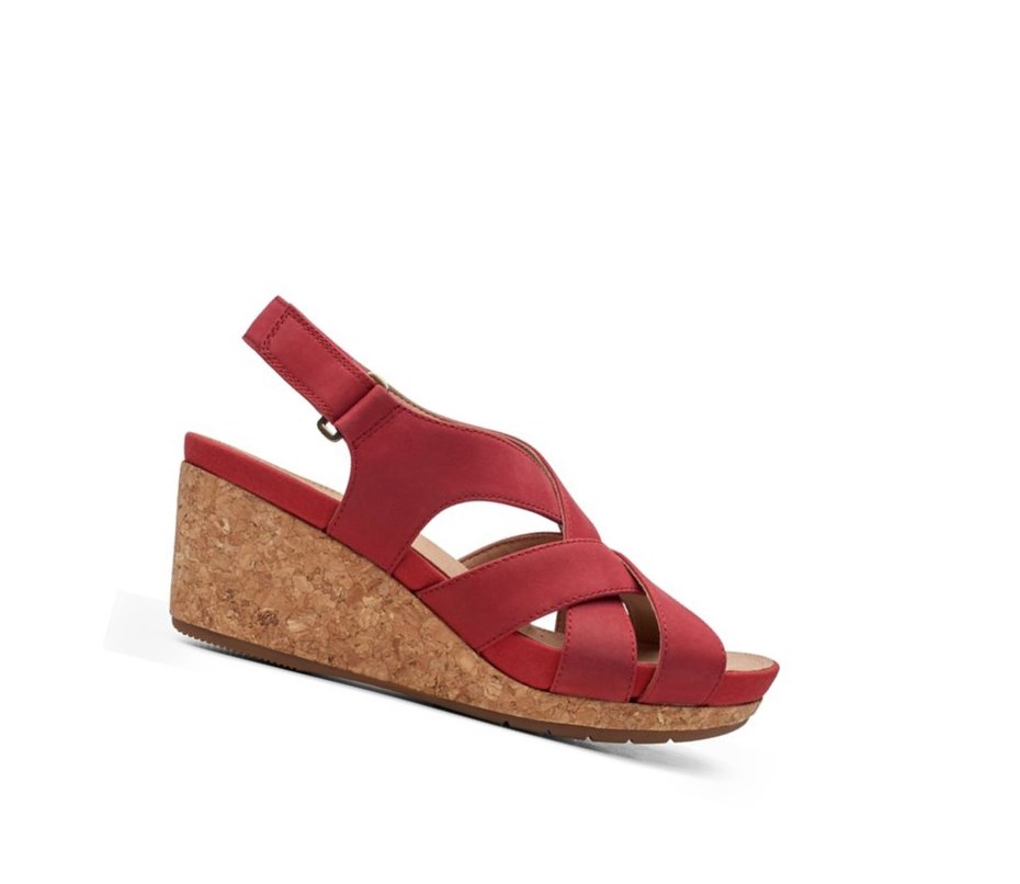 Sandalias Tacones Clarks Un Capri Step Nubuck Gamuza Mujer Rojas | WPHC-35980