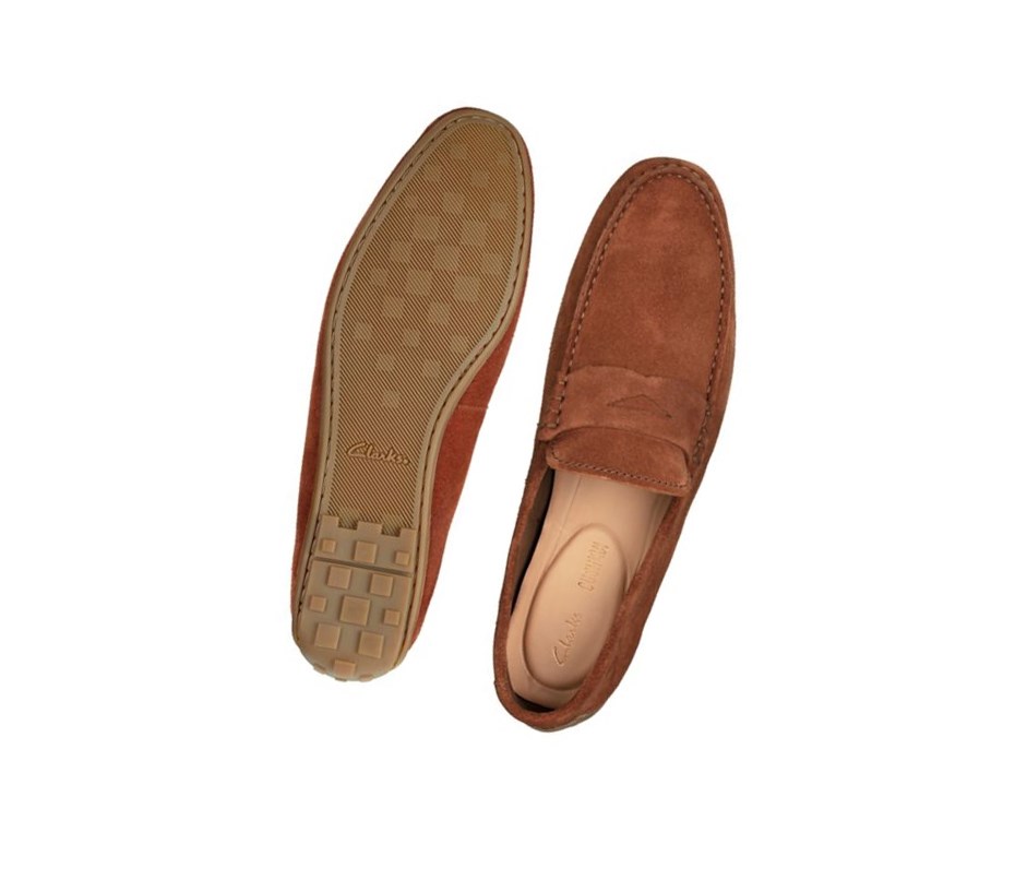 Slip On & Loafers Clarks Reazor Penny Gamuza Hombre Marrones | MNPB-16307