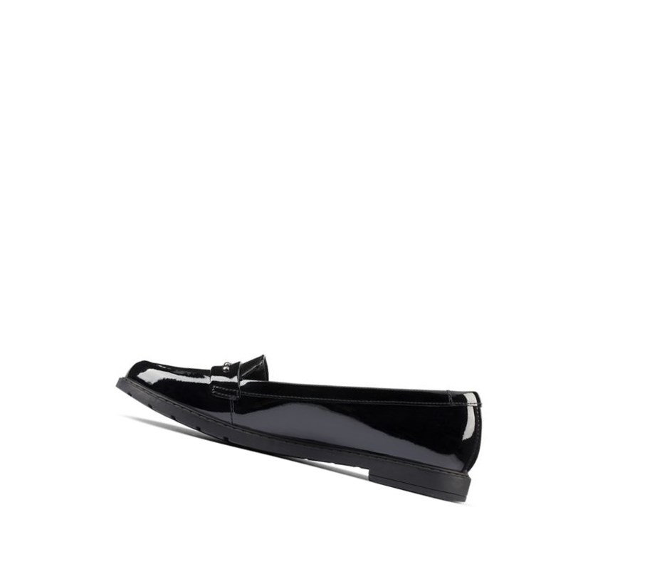 Slip On & Loafers Clarks Scala Walk Charol Cuero Niña Negras | BXZQ-61275