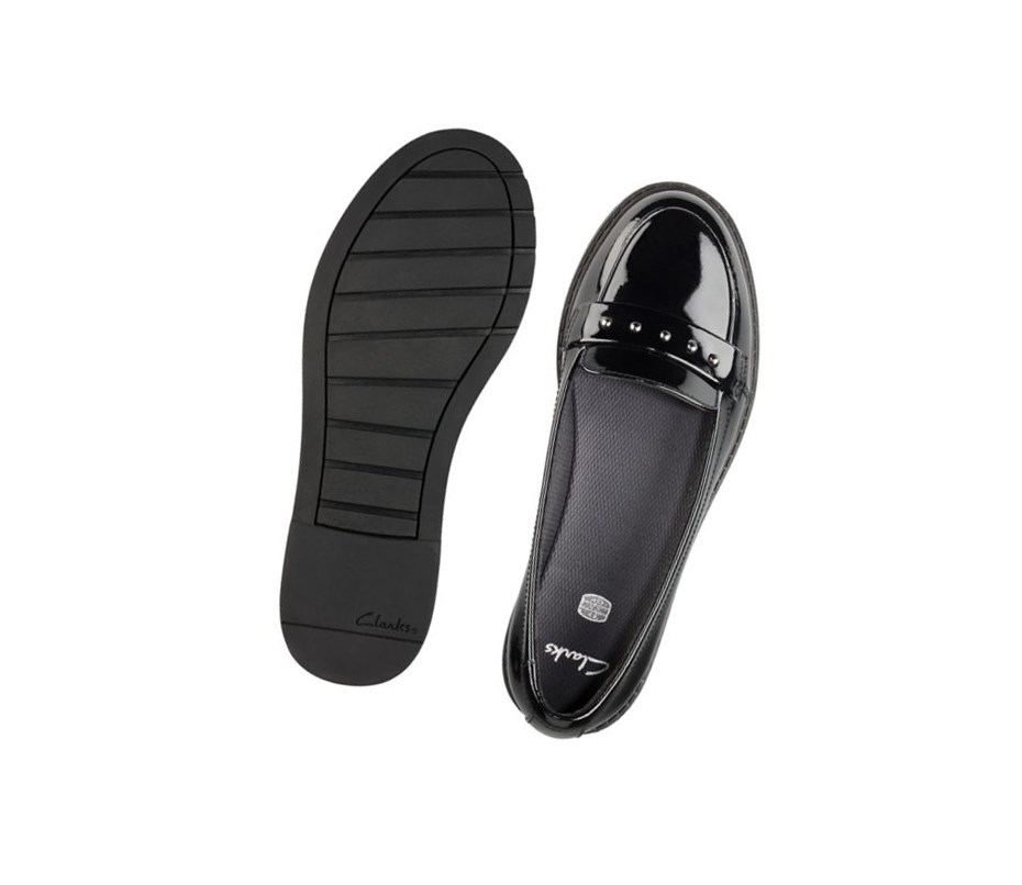 Slip On & Loafers Clarks Scala Walk Charol Cuero Niña Negras | BXZQ-61275