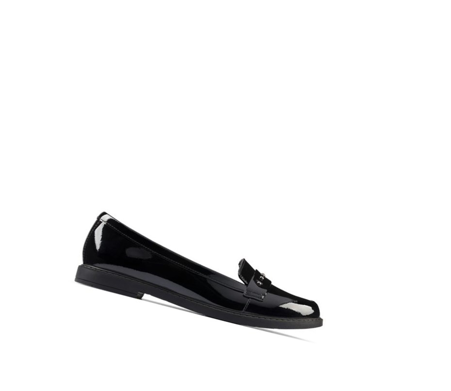 Slip On & Loafers Clarks Scala Walk Charol Cuero Niña Negras | BXZQ-61275