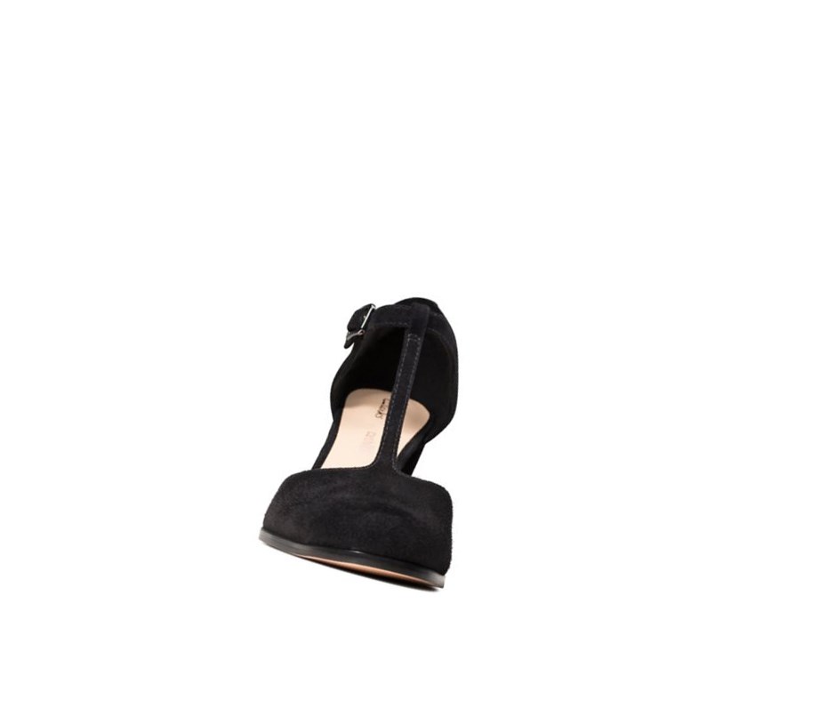 Tacones Clarks Kaylin 85 T Correa Gamuza Mujer Negras | NBGM-57139