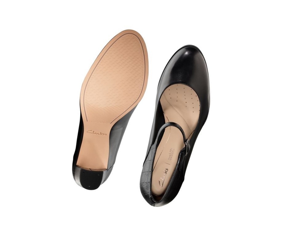 Tacones Clarks Kaylin Alba Cuero Mujer Negras | IQOM-43610