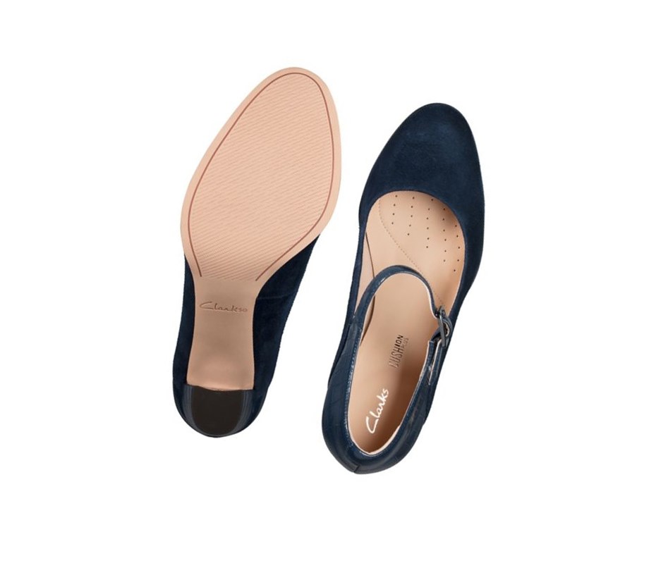 Tacones Clarks Kaylin Alba Gamuza Mujer Azul Marino | ZPVF-31985