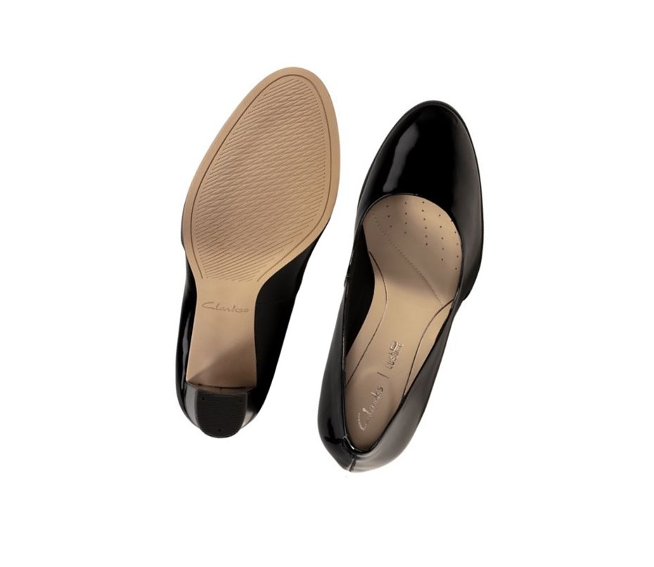 Tacones Clarks Kaylin Cara Charol Mujer Negras | OVIC-89651