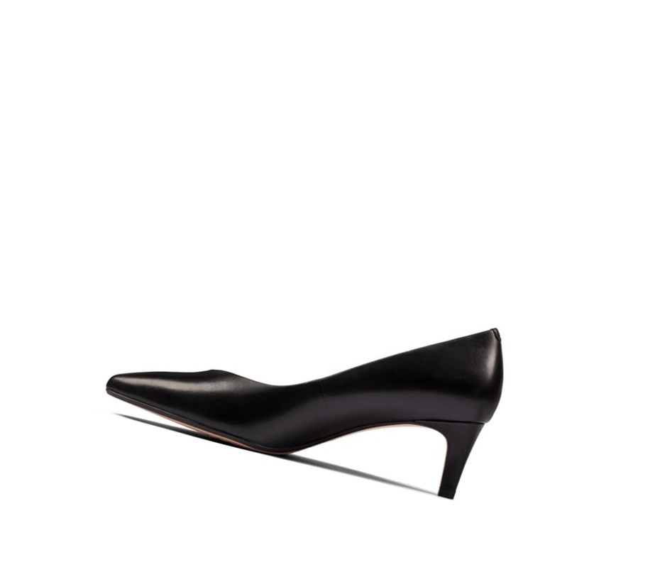 Tacones Clarks Laina 55 Court Cuero Mujer Negras | BDYI-72045