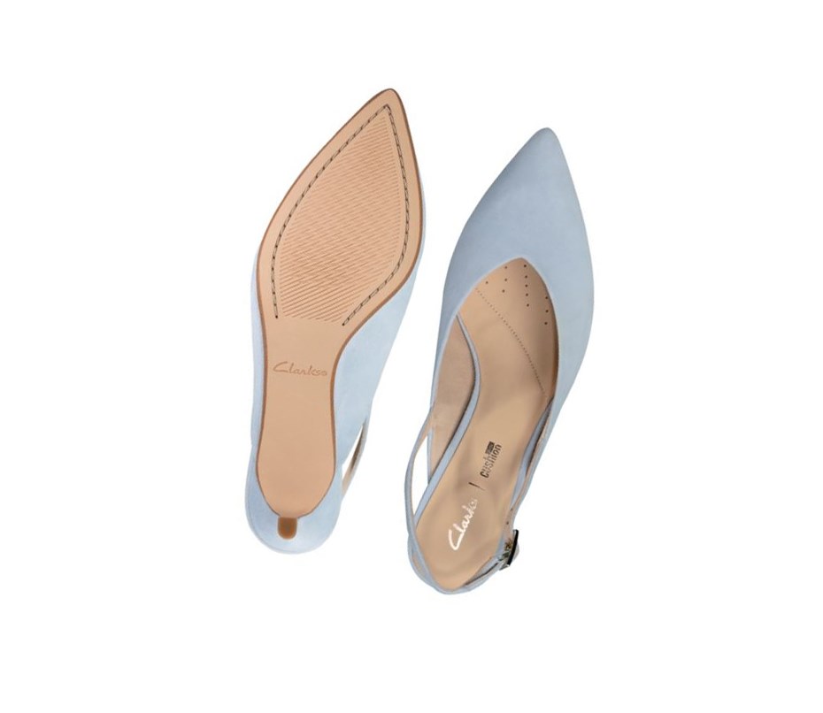 Tacones Clarks Laina 55 Sling Gamuza Mujer Azules Claro | FSAT-08136