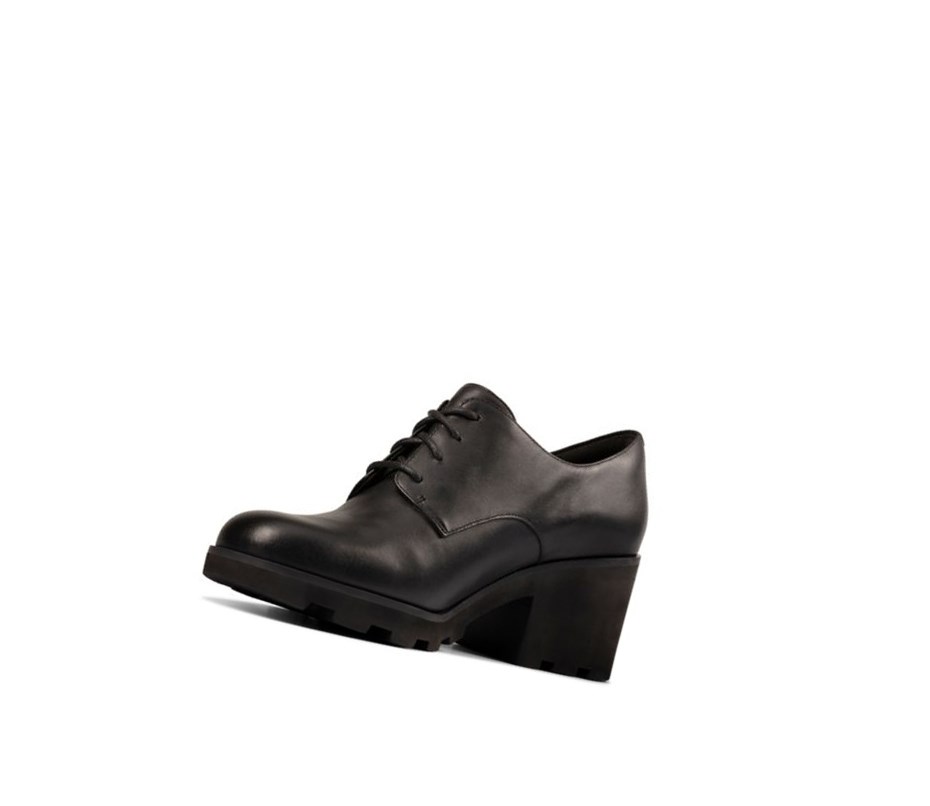 Tacones Clarks Rene Encaje Cuero Mujer Negras | LHZQ-48512