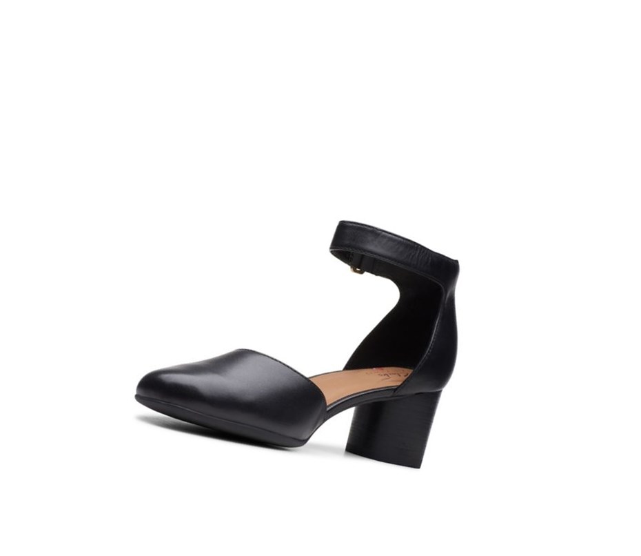 Tacones Clarks Un Cosmo Correa Cuero Mujer Negras | FQZC-89501