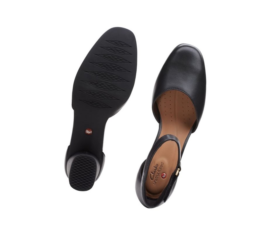 Tacones Clarks Un Cosmo Correa Cuero Mujer Negras | FQZC-89501