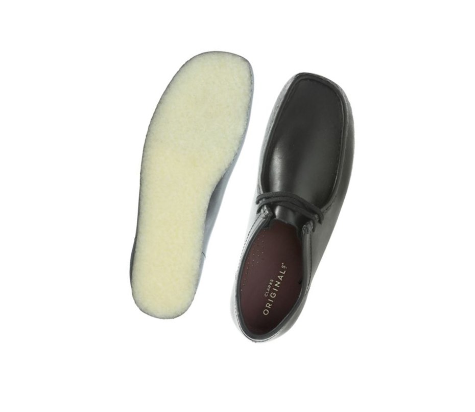 Wallabee Clarks Originales Cuero Mujer Negras | PQJH-61805