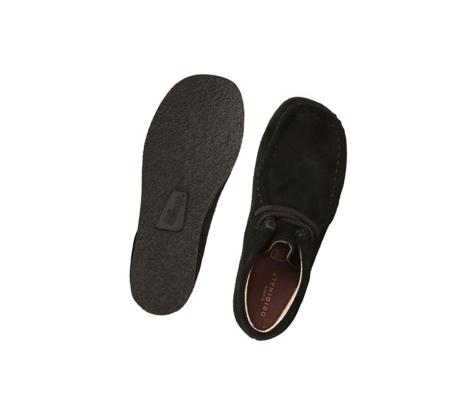 Wallabee Clarks Originales Gamuza Niña Negras | DHCW-45207