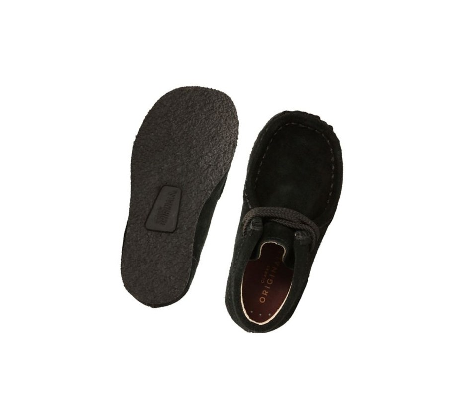 Wallabee Clarks Originales Gamuza Niño Negras | RBYL-84216