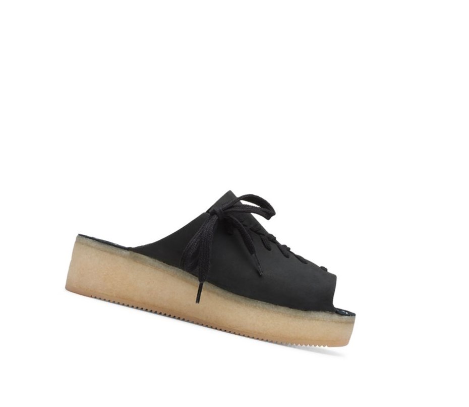 Wallabee Clarks Wallacraft Open Nubuck Mujer Negras | FULE-56481