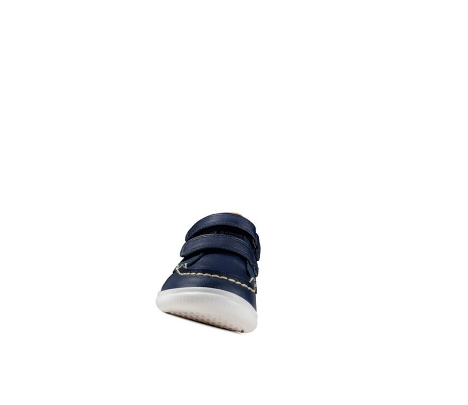 Zapatillas Casuales Clarks Crest Tuktu Cuero Niña Azul Marino | GSVU-91367