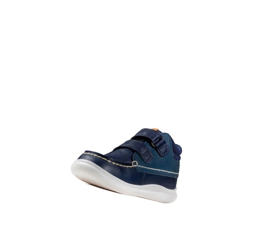 Zapatillas Casuales Clarks Crest Tuktu Cuero Niña Azul Marino | GSVU-91367