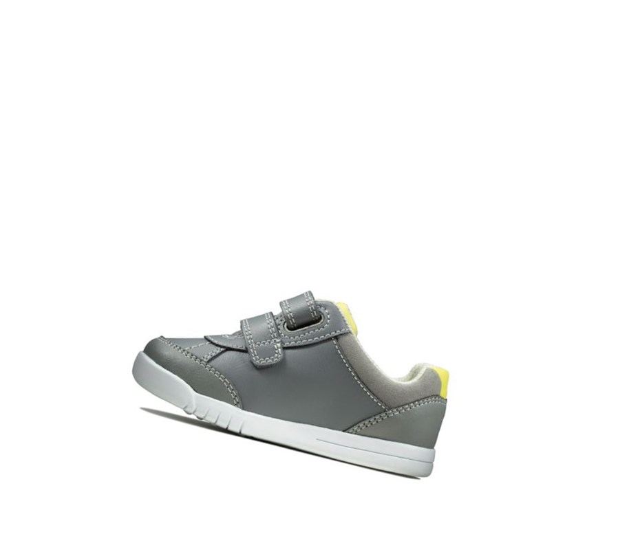 Zapatillas Casuales Clarks Emery Sky Cuero Niña Gris | QGLE-02649