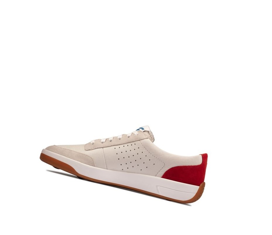 Zapatillas Casuales Clarks Hero Air Encaje Mujer Blancas Rojas | YHTO-63405