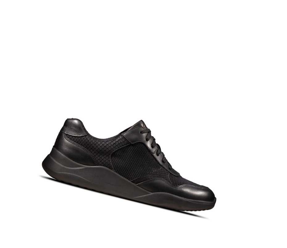 Zapatillas Casuales Clarks Sift Encaje Cuero Mujer Negras Serpent | PQUL-61082