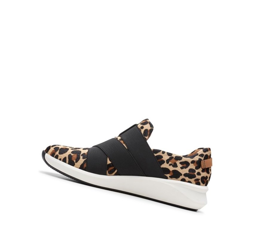 Zapatillas Casuales Clarks Un Rio Correa Print Pony Cuero Mujer Leopardo | XGUL-03741