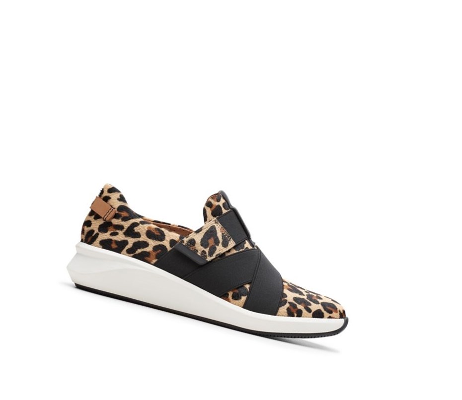 Zapatillas Casuales Clarks Un Rio Correa Print Pony Cuero Mujer Leopardo | XGUL-03741