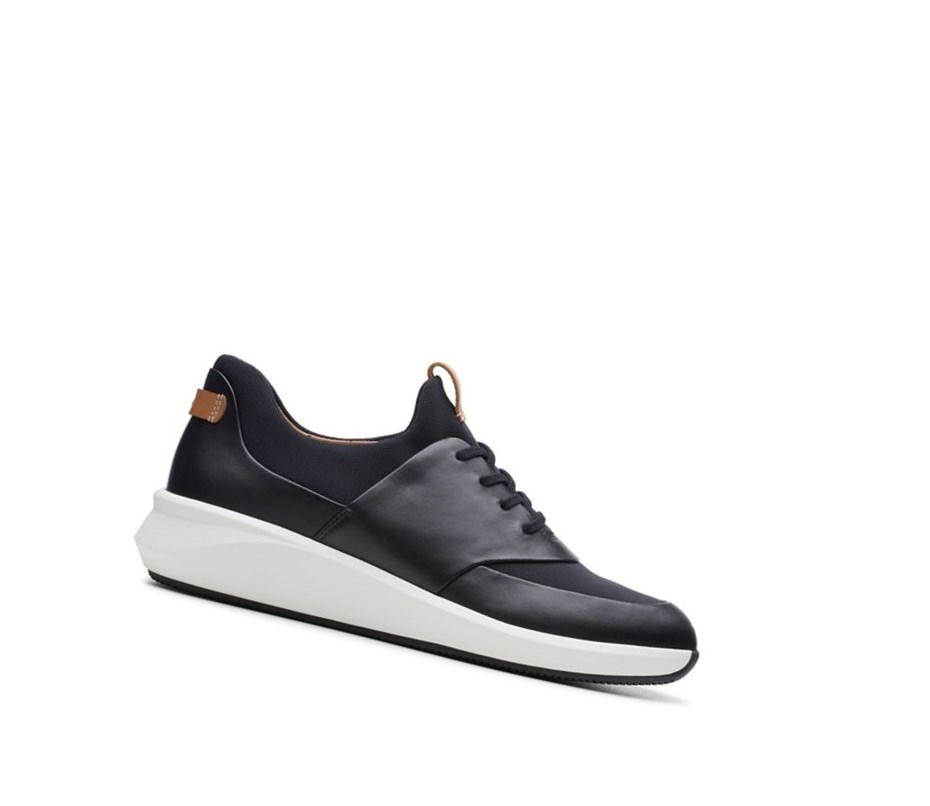 Zapatillas Casuales Clarks Un Rio Encaje Cuero Mujer Negras | FQEY-76528