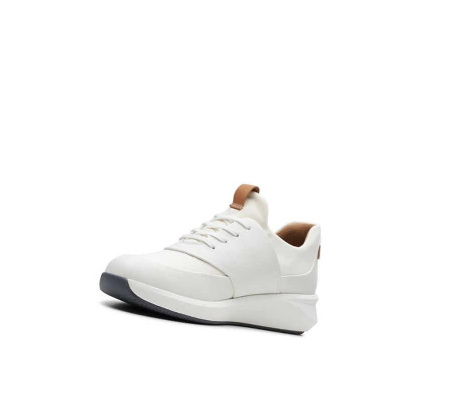 Zapatillas Casuales Clarks Un Rio Encaje Cuero Mujer Blancas | RELN-04827