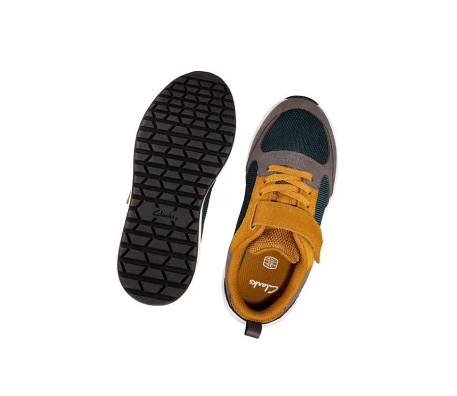 Zapatillas Clarks Aeon Flex Textil Niña Gris Oscuro Amarillo | JNYU-16590