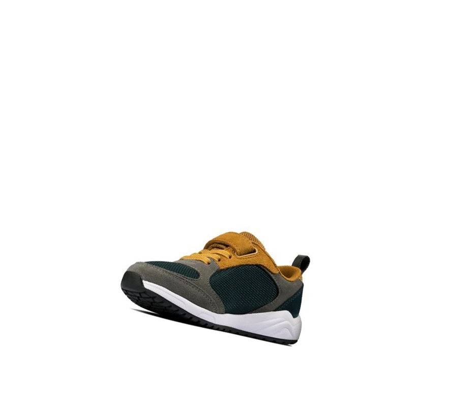 Zapatillas Clarks Aeon Flex Textil Niña Gris Oscuro Amarillo | MKUS-05281